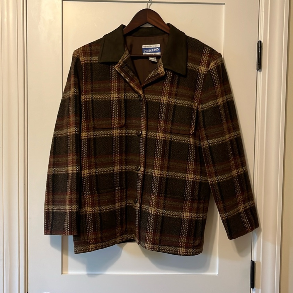 Pendleton plaid wool suede coat